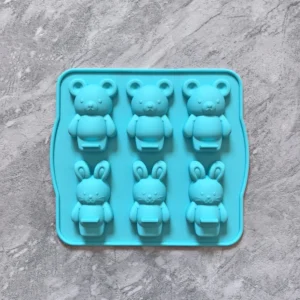 Silikonowa forma 3D miś i królik, 6 wnęk 012blue