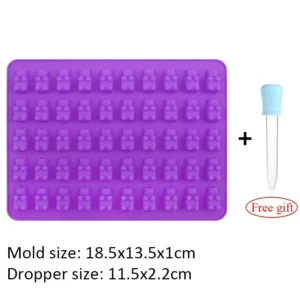 Silikonowa forma na żelki misie z pipetą Fioletowy