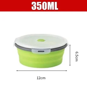 Składany lunchbox silikonowy z pokrywką, do mikrofalówki Zielony
