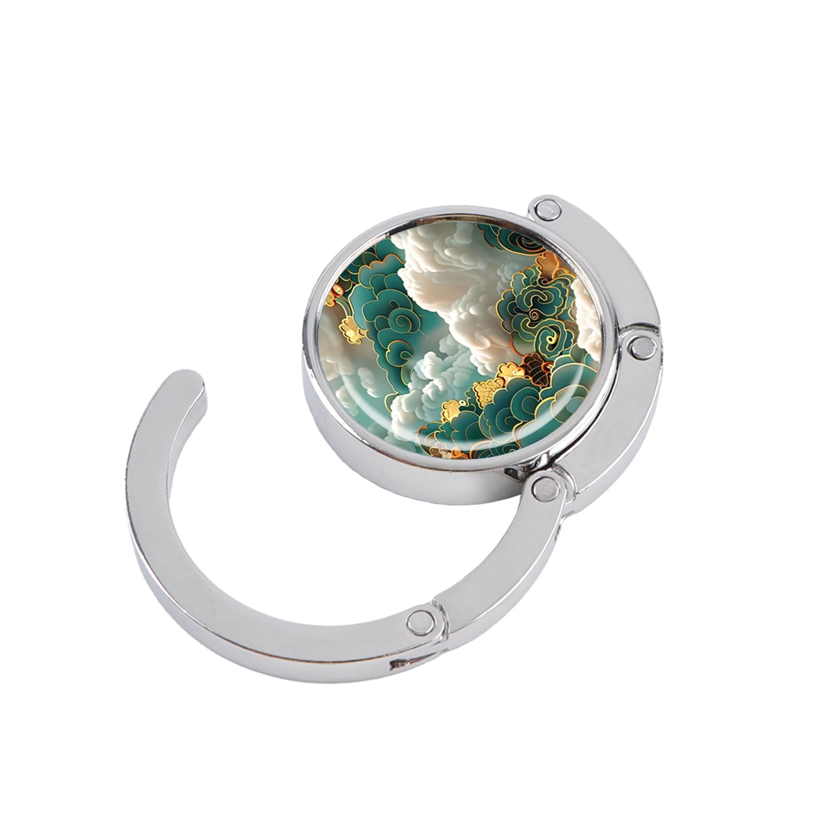Składany wieszak na torebkę z kotkiem, haczyk na stół Błękitny