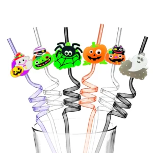 Słomki do picia na Halloween z motywami, 6 szt. Jasny