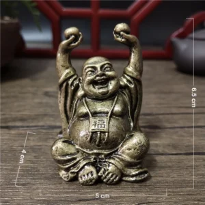 Śmiejący się Budda – brązowa figurka z żywicy Maitreya Jasnoszary