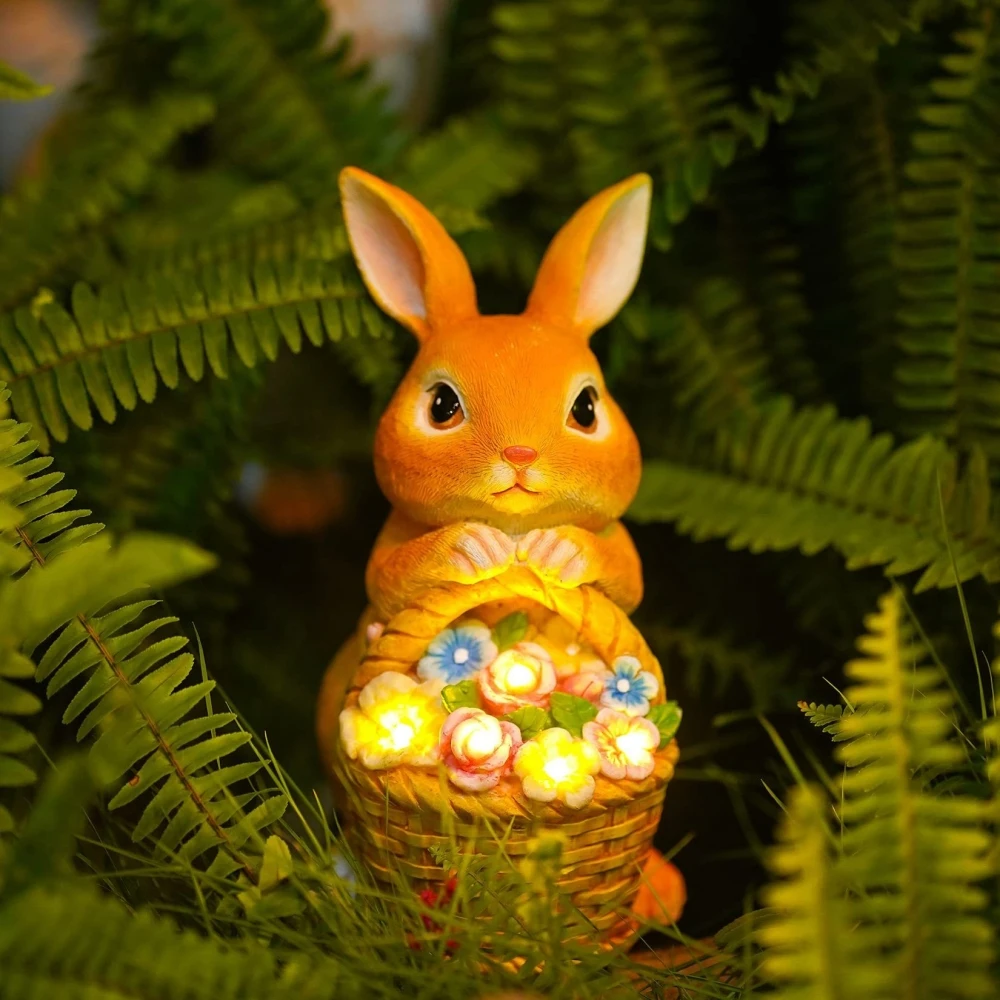 Solarna figurka króliczka do ogrodu LED żółty