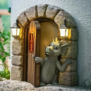 Solarna figurka smoka do ogrodu Armijna zieleń