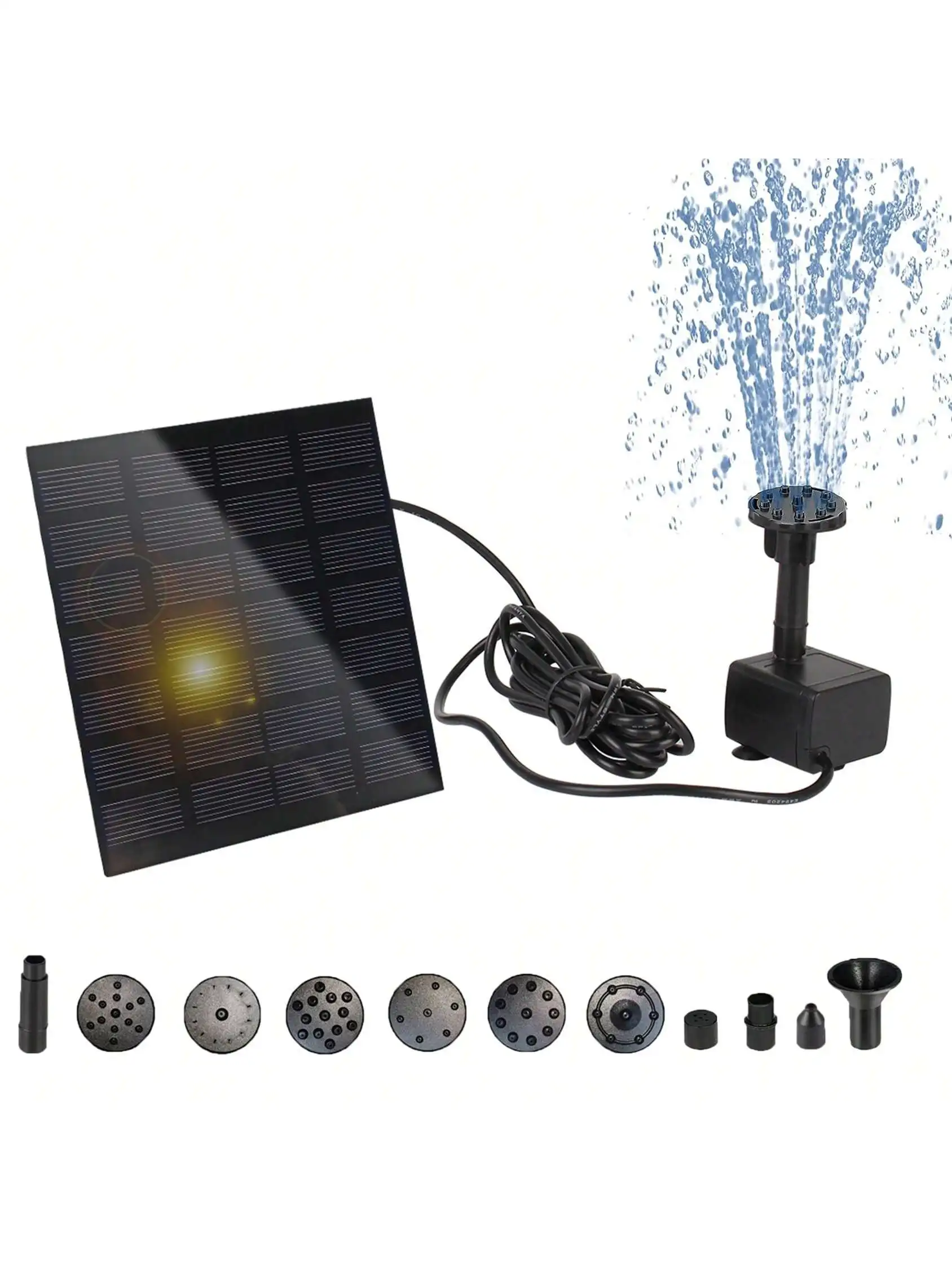 Solarna fontanna ogrodowa z pompą wodną na palik Czarny