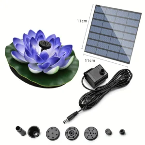Solarna pompa fontannowa lotos – dekoracja oczka wodnego i kąpieli ptaków Fioletowy