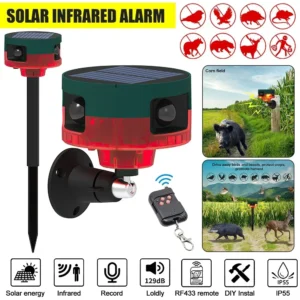 Solarny czujnik ruchu alarm z odstraszaczem zwierząt 