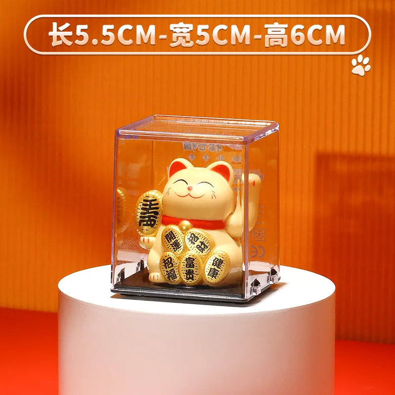 Solarny kot szczęścia Maneki Neko machający łapą dekoracja domu Jasnozielony