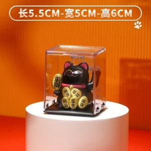 Solarny kot szczęścia Maneki Neko machający łapą dekoracja domu Jasnożółty