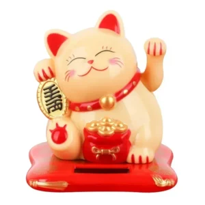 Solarny chiński kot szczęścia Maneki Neko Czarny
