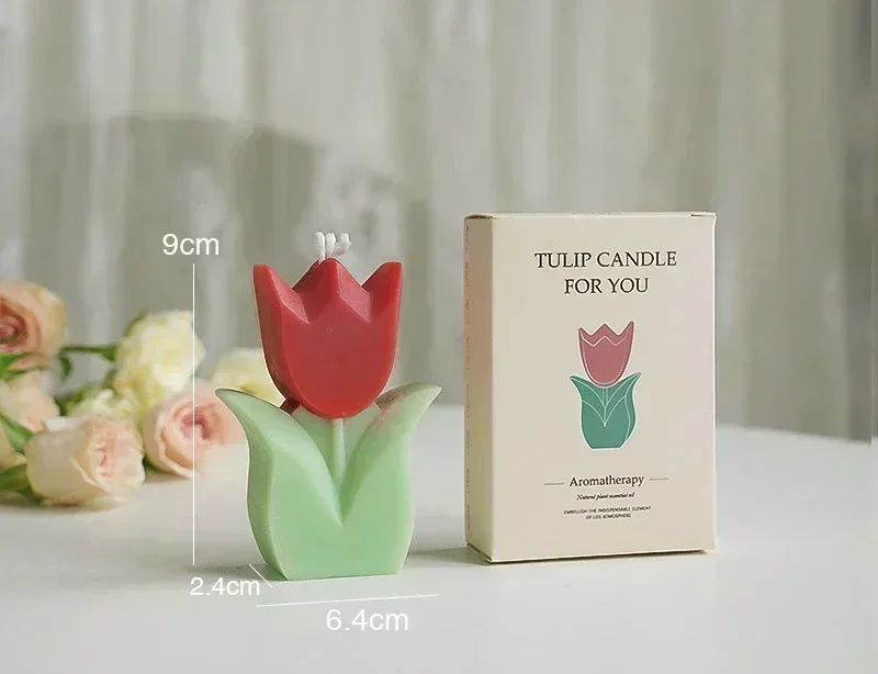 Świeca zapachowa w kształcie tulipana – dekoracja i aromat w domu Czerwony