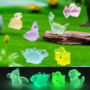 Świecące figurki dinozaurów, mini ozdoby Mix a