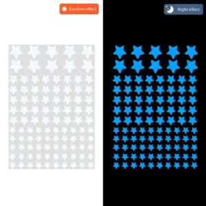 Świecące naklejki gwiazdy dla dzieci — 100 szt. glow in dark Niebieski