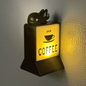 Świecący magnes na lodówkę retro coffee corner miniatura Jasnoszary