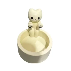 Świecznik w kształcie kota do aromaterapii ceramiczny Biały
