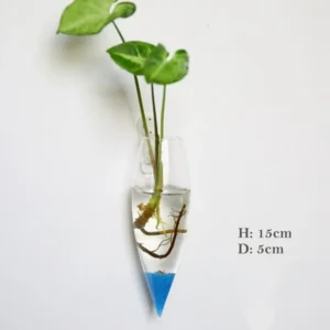 Szklany wazon wiszący nieregularny kształt — terrarium ścienne Jasnożółty