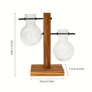 Szklany wazon w kształcie żarówki — vintage terrarium na biurko Burgundia