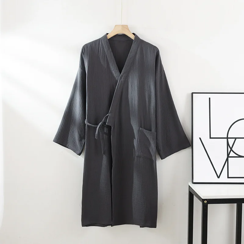 Szlafrok kimono bawełniany dla dwojga — cienki i oddychający Błękitny