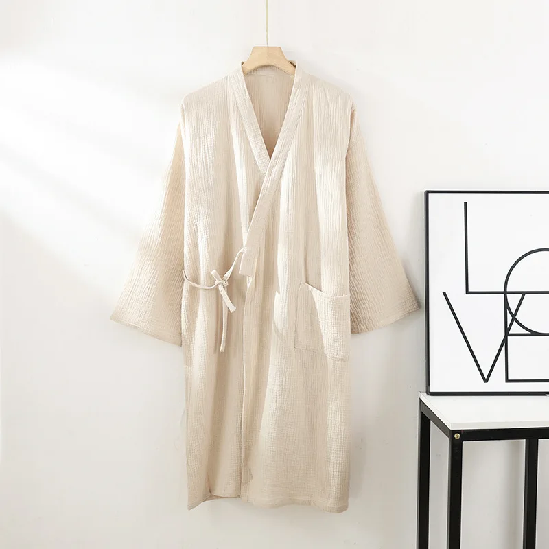 Szlafrok kimono bawełniany dla dwojga — cienki i oddychający Brązowy