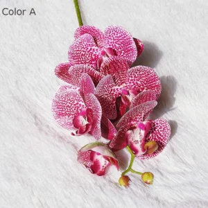 Sztuczna orchidea z motylkiem do dekoracji domu i ślubu Beżowy