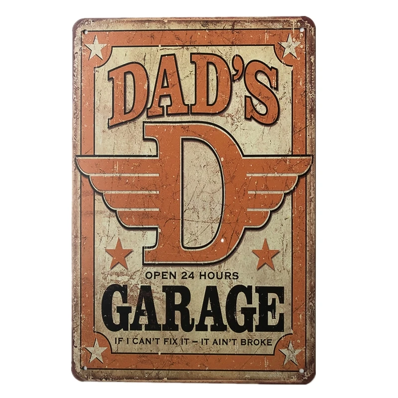 Metalowa tabliczka vintage garaż narzędzia tata man cave Brązowy