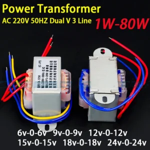 Transformator zasilający 220V dwunapięciowy 1-80W Biały