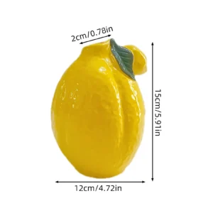 Wazon ceramiczny Nordic z motywem cytryny żółty do salonu żółty