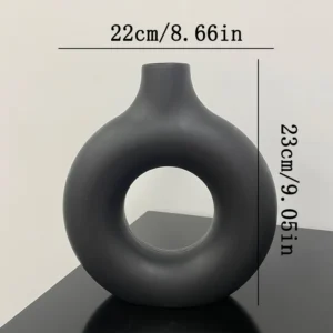Wazon plastikowy w stylu Nordic imitacja ceramiki okrągły nowoczesny Jasnoszary