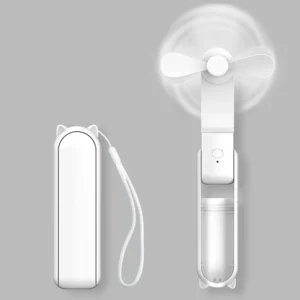 Składany wentylator ręczny USB z baterią – model 2 Biały