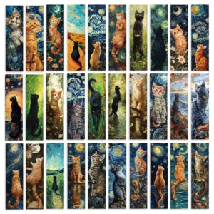 Zakładki do książek z kotami Van Gogh, 32 sztuki Mieszany kolor