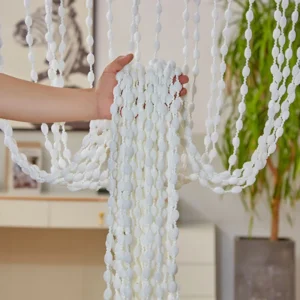 Zasłona nitkowa z koralikami tassel 1x2 m do drzwi i okna Armijna zieleń