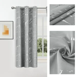 Zasłony zaciemniające w marmurkowy i falujący wzór Silvery marble