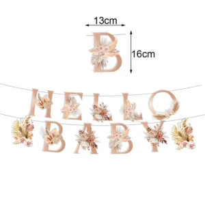 Zestaw dekoracji na baby shower z misiem - baner i girlanda Baner