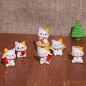 Zestaw 6 figurek chińskiego kota szczęścia Maneki Neko na otwarcie sklepu Jasnozielony