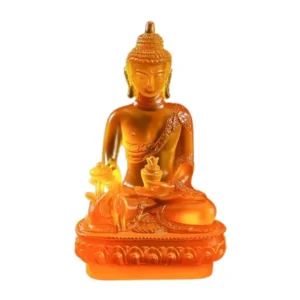 Żywiczna figurka Buddy feng shui — ozdoba biurka i ogrodu Jasnożółty